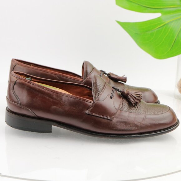 Vintage Brassboot Mens Tassel Loafer Size 10.5 Brown Leather Handmade Dress Shoe
